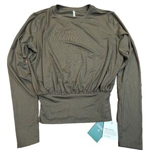 NWTO Halara Olive Green wide waistband relaxed blouson top womens' sz medium